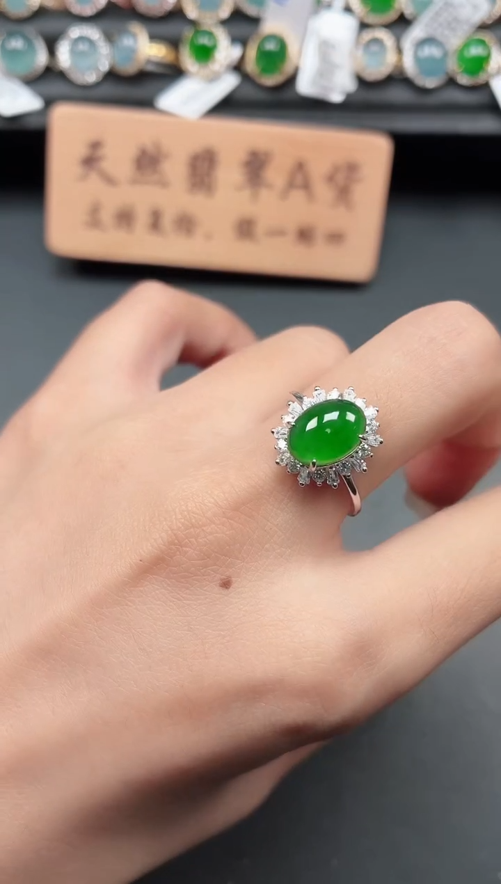 银S925镶嵌戒指翡翠111