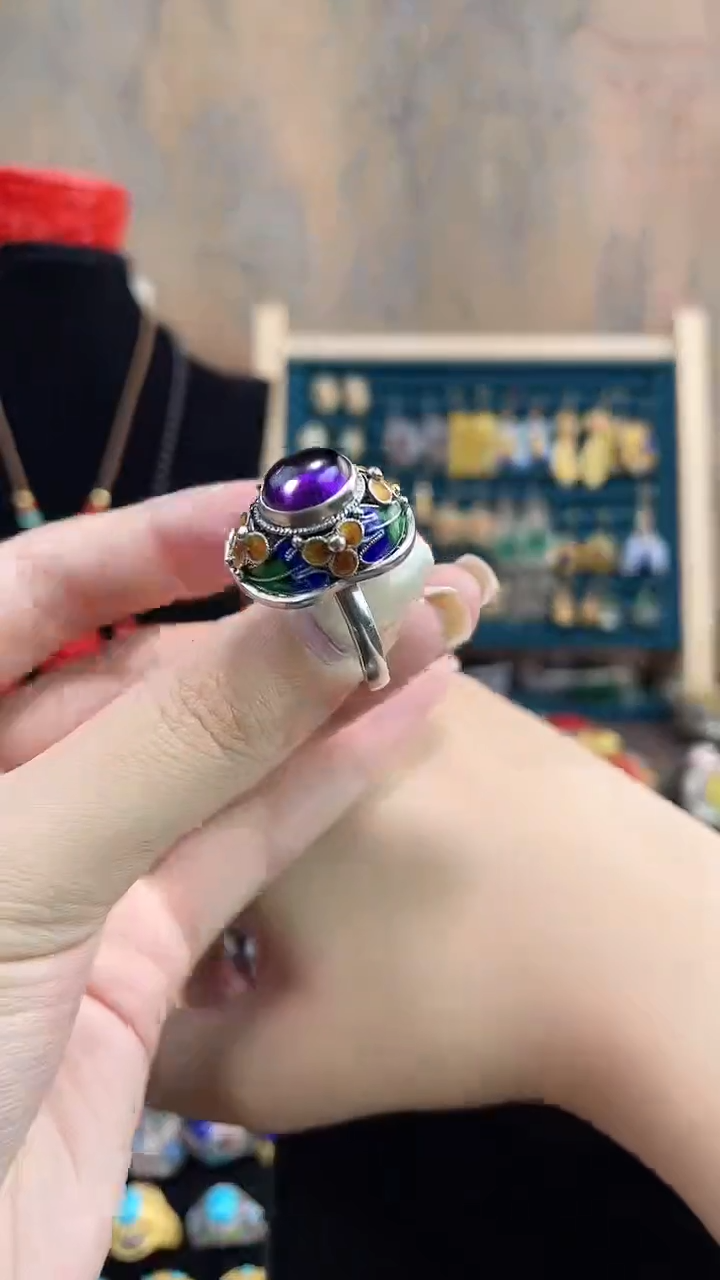  非遗手工花丝镶嵌戒指