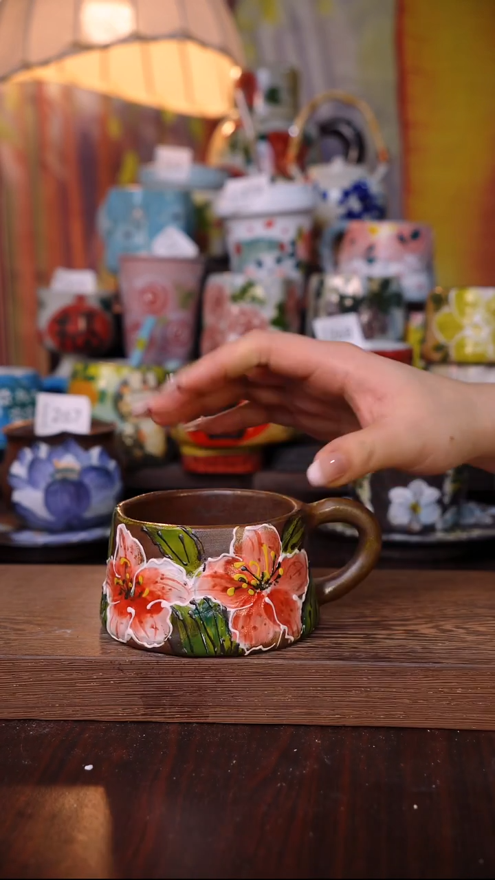 杯子陶泥垚手作 景德镇手工手绘陶瓷器物