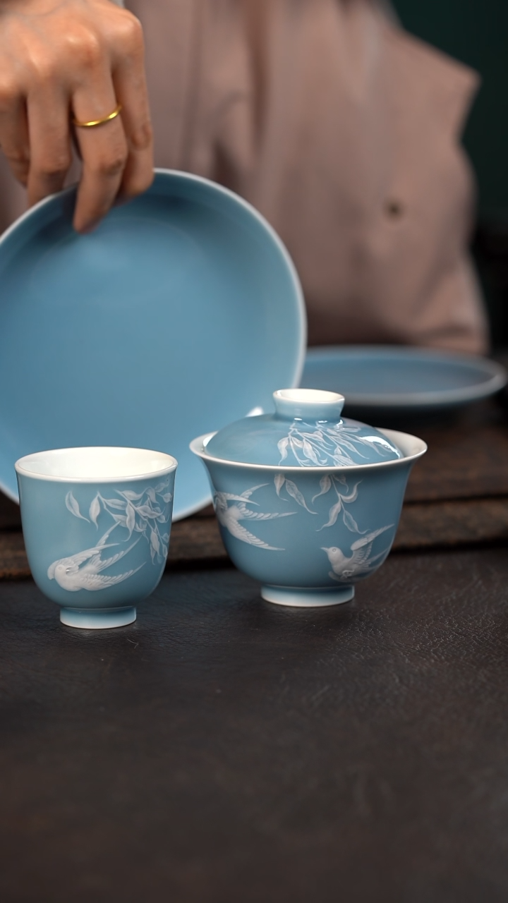 【闪购商品】杯初蓝舍天青三件套