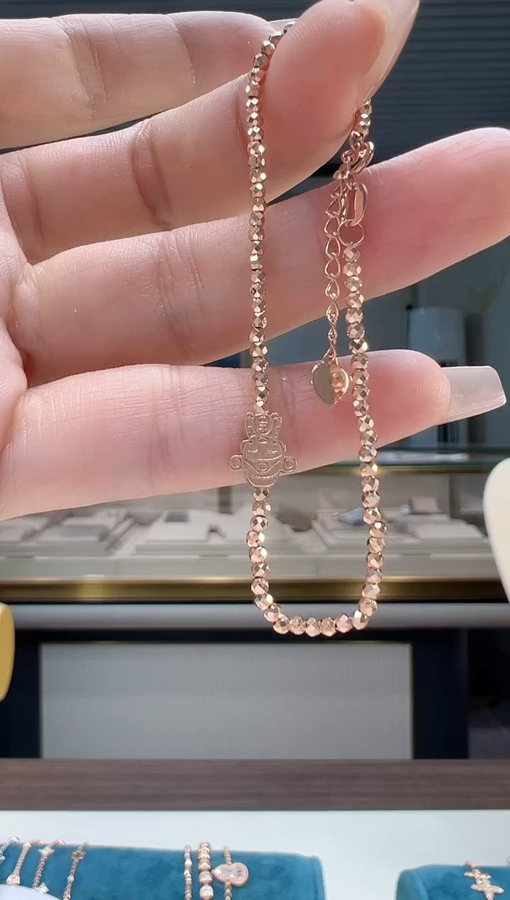 【闪购商品】18K金手链财神蹦迪手链K红