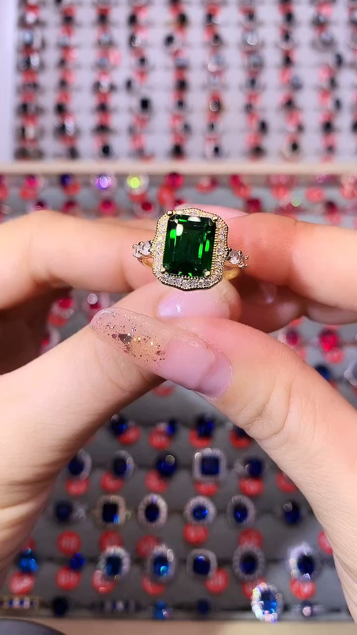 【闪购商品】透辉石戒指银S925镶嵌111111