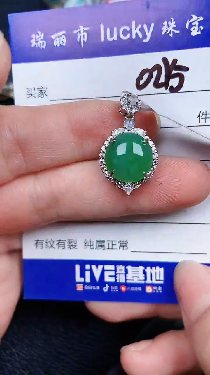 颈饰银S925镶嵌翡翠0215