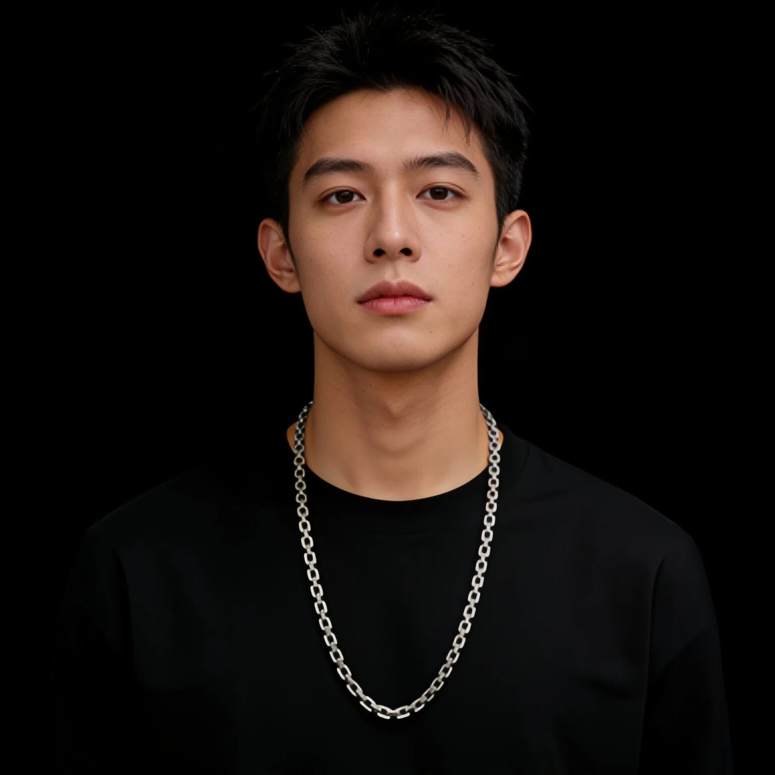 链子足银 男士车花密卡项链时尚潮流款耐磨保色经典精美素款