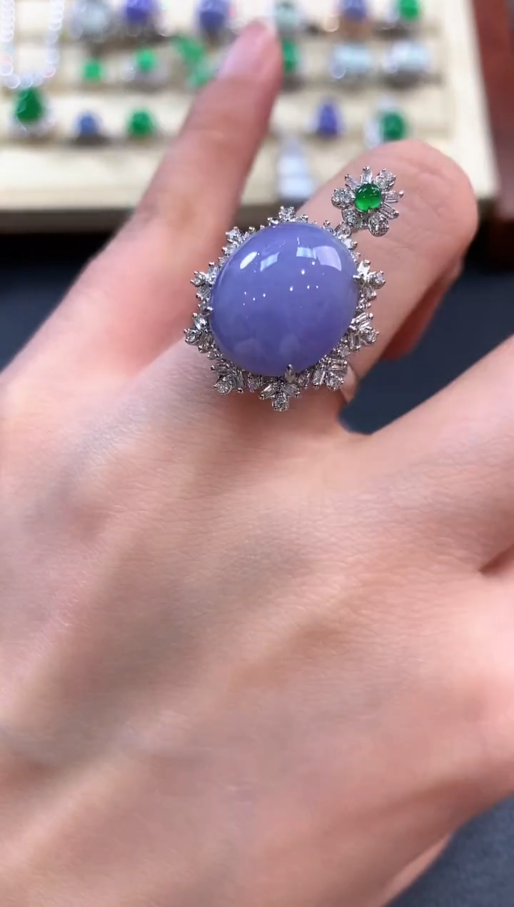 【闪购商品】翡翠戒指18K金镶嵌b180不退换有色差