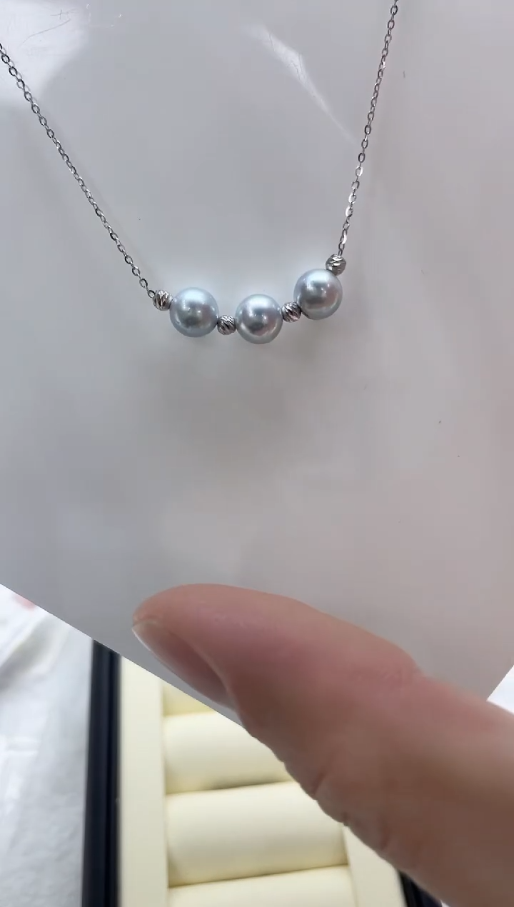 【闪购商品】海水珍珠项链银S925镶嵌海水珍珠项链