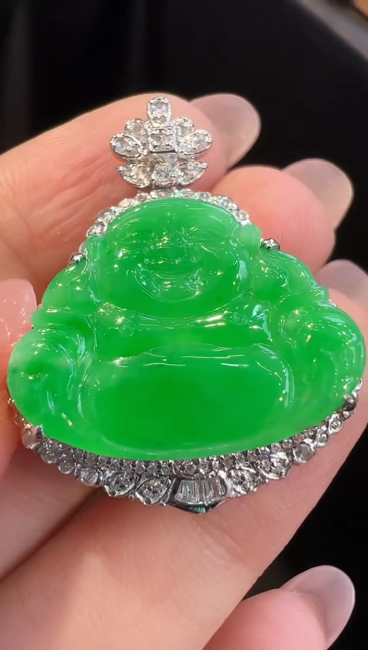 吊坠(不含链)18K金镶嵌翡翠吊坠