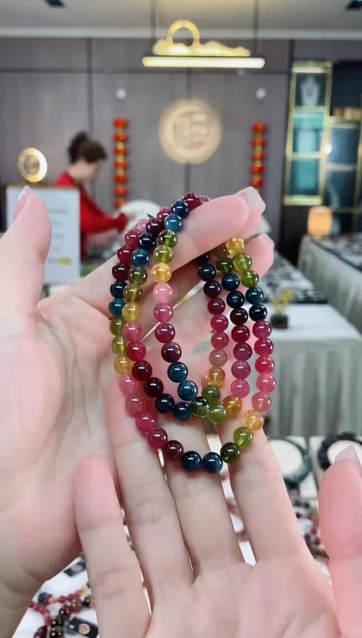 【闪购商品】碧玺三圈手串6mm+未镶嵌（多样性发一条）hon