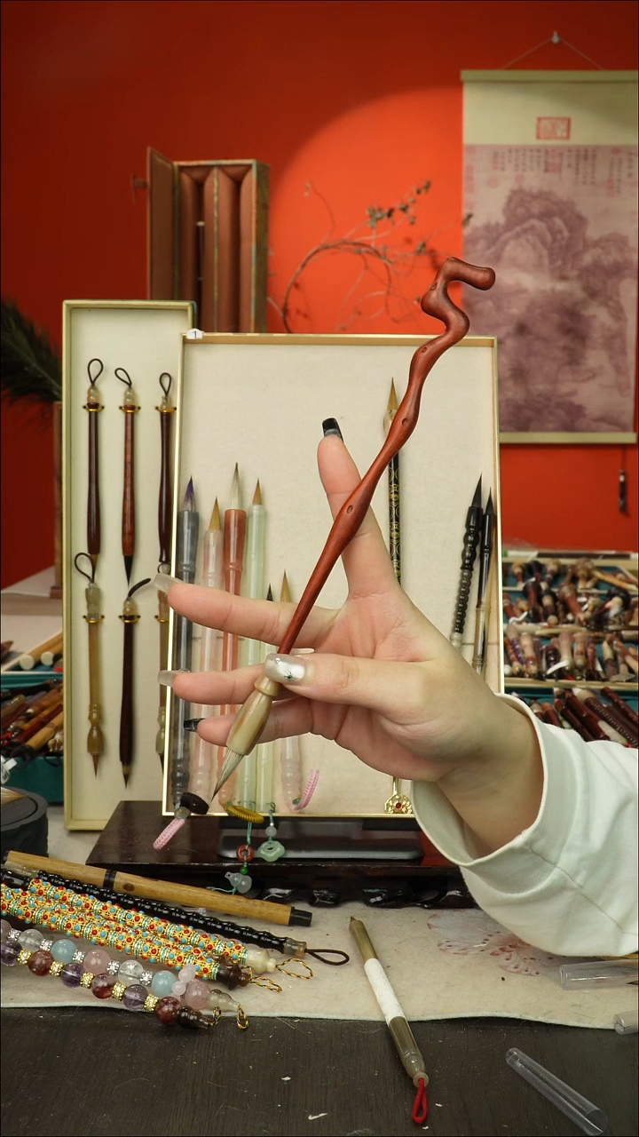 30号闪孤品高货毛笔链接 清水试笔 蘸墨不退