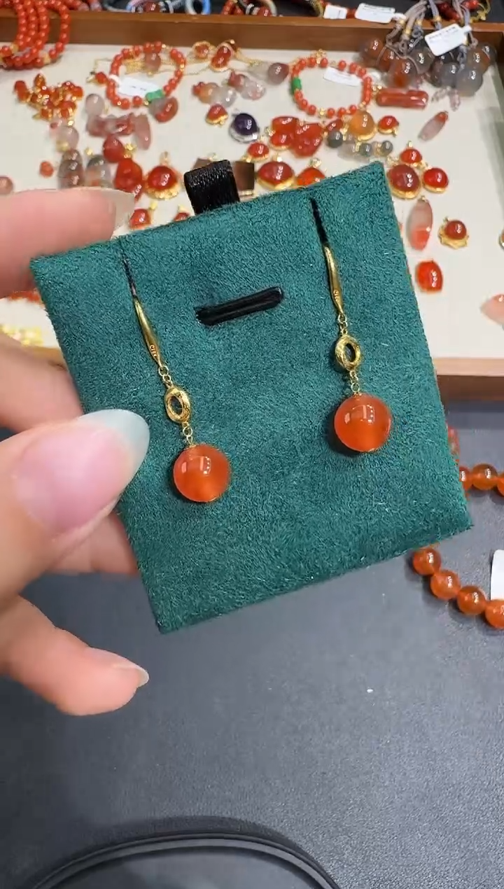 18K金镶嵌耳饰南红玛瑙X1204-223-172