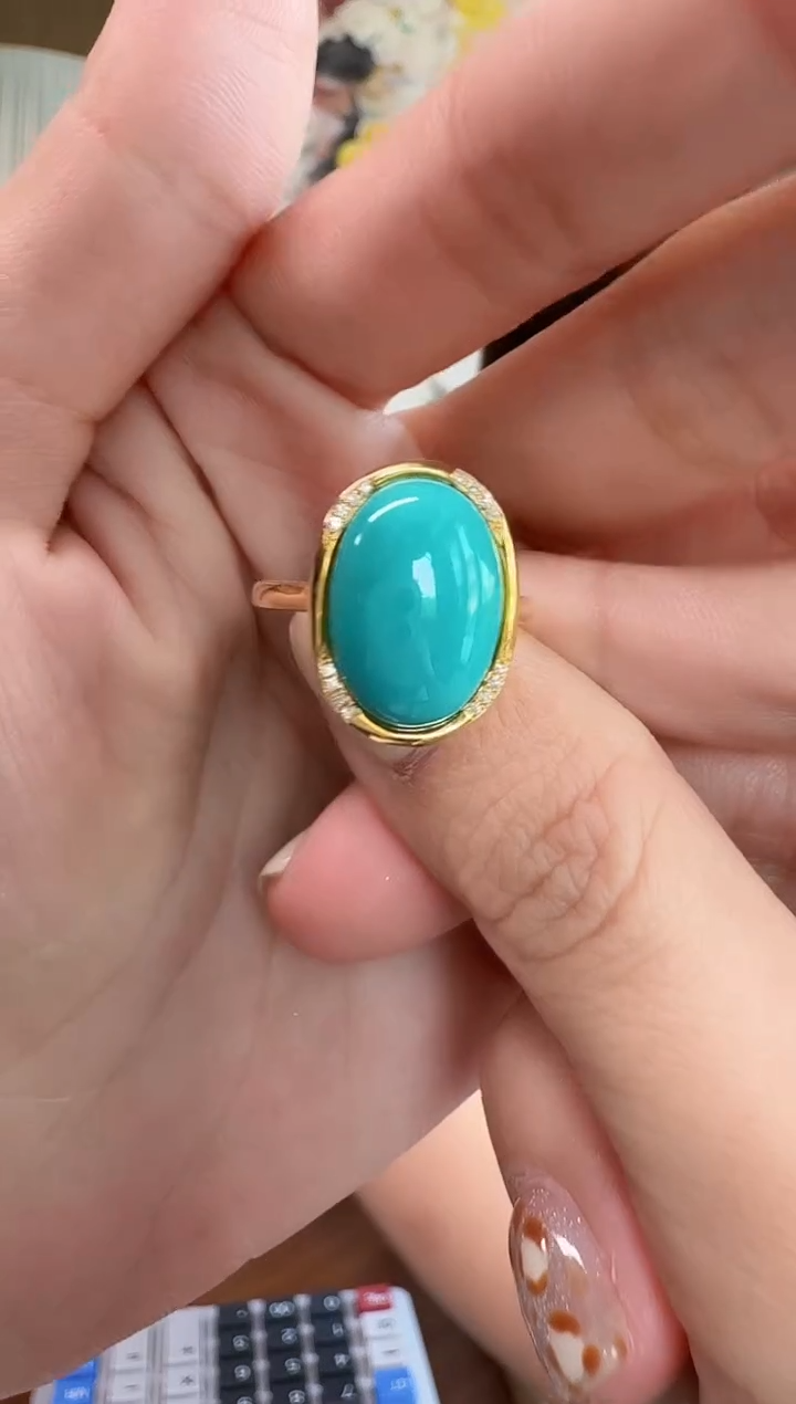绿松石18K金镶嵌戒指026戒指