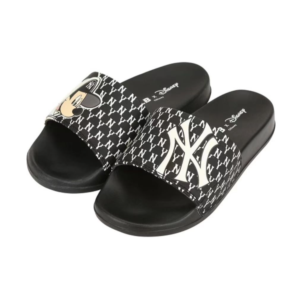Disney/迪士尼 x  MLB米奇图案 防滑一字拖鞋 男女同款 黑色K011