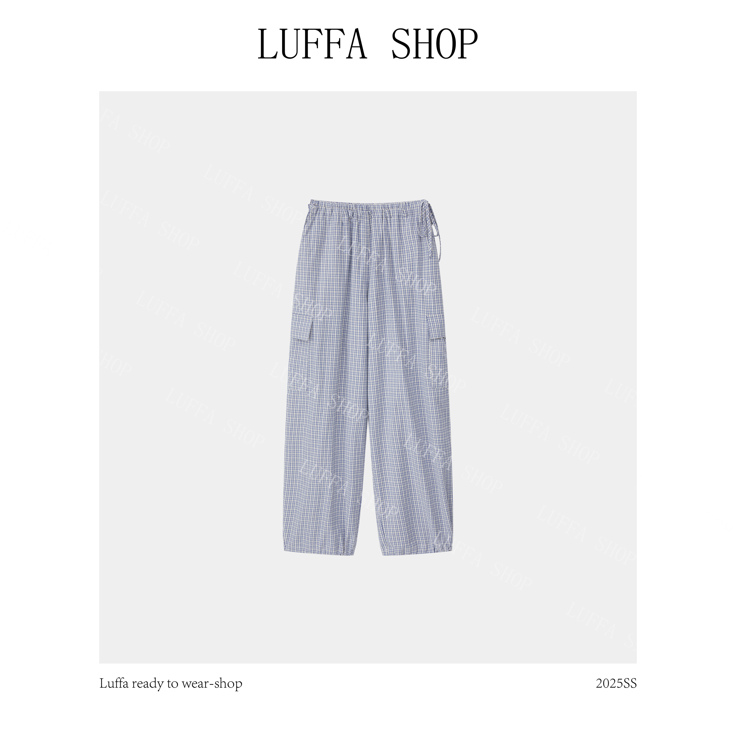 【Luffa shop】“甜美日记”显瘦时尚百搭宽松格子休闲裤kz20251029