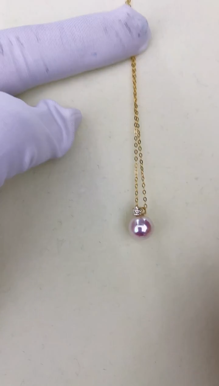 18K金镶嵌海水珍珠DA 吊坠 GD017 7-8