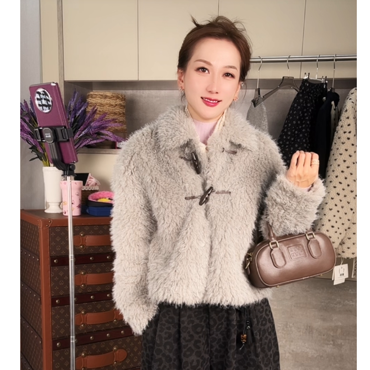 MeiLe韩系氛围感穿搭毛毛短外套冬上新