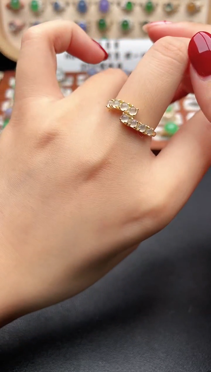 银S925镶嵌戒指翡翠一物一证一礼盒