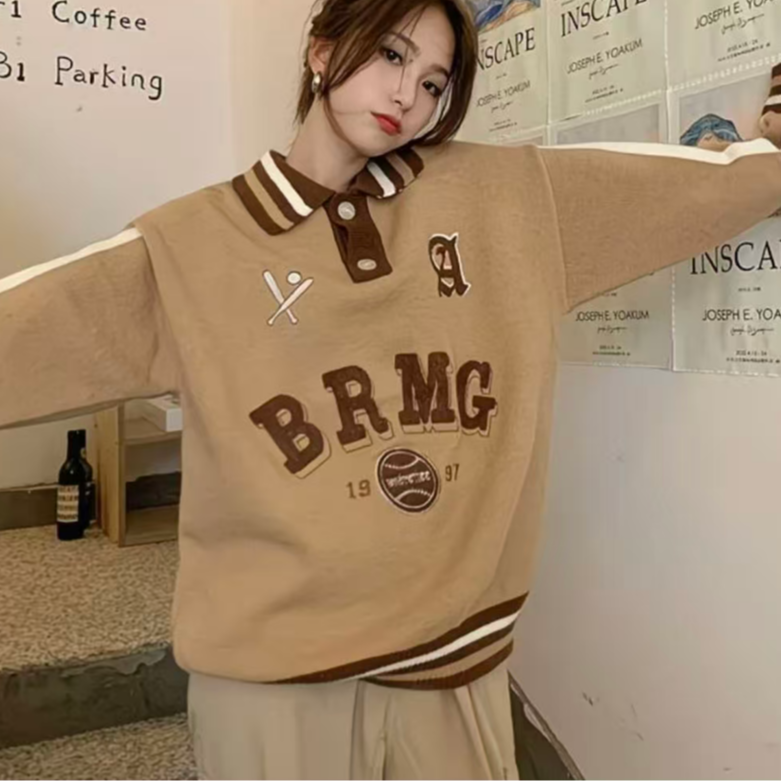 女毛针织衫韩系圆领提花宽松毛衣韩版宽松时尚翻领