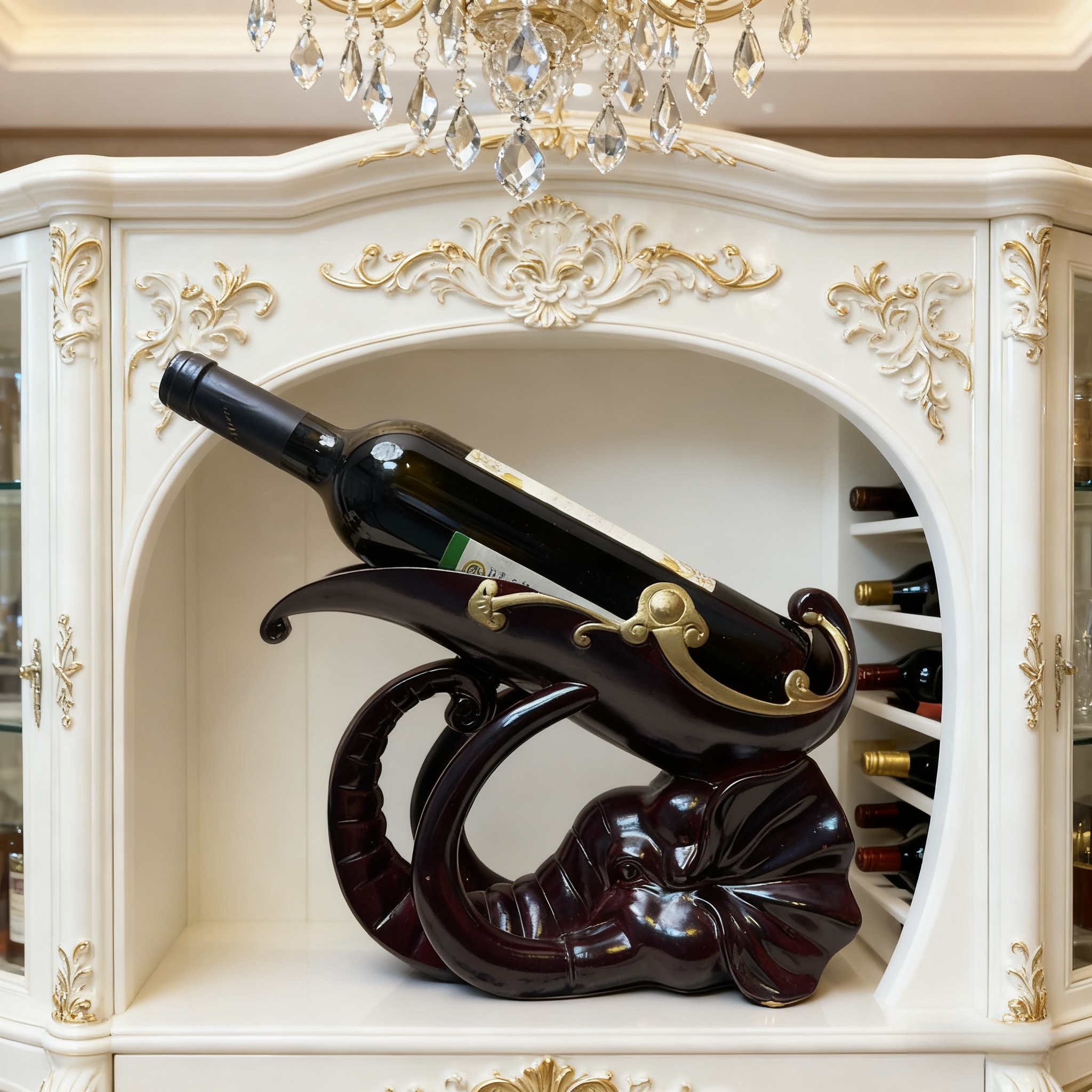 【吉象红酒架 】新中式轻奢创意工艺品摆件（长30cm宽15cm高20cm）