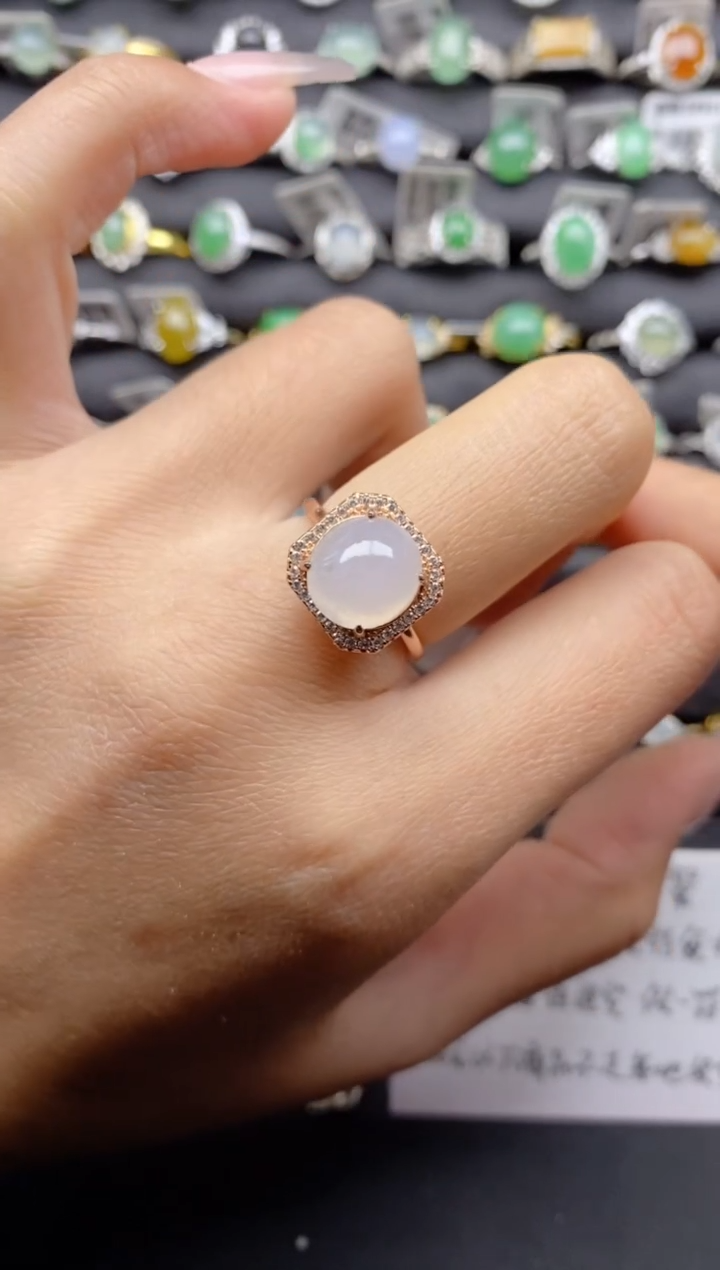 【闪购商品】翡翠戒指银S925镶嵌S925银镶嵌翡翠戒指
