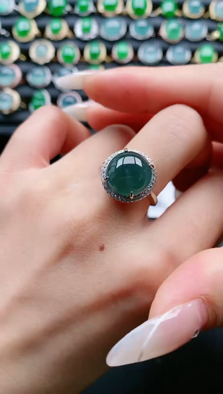 【闪购商品】翡翠戒指银S925镶嵌111111