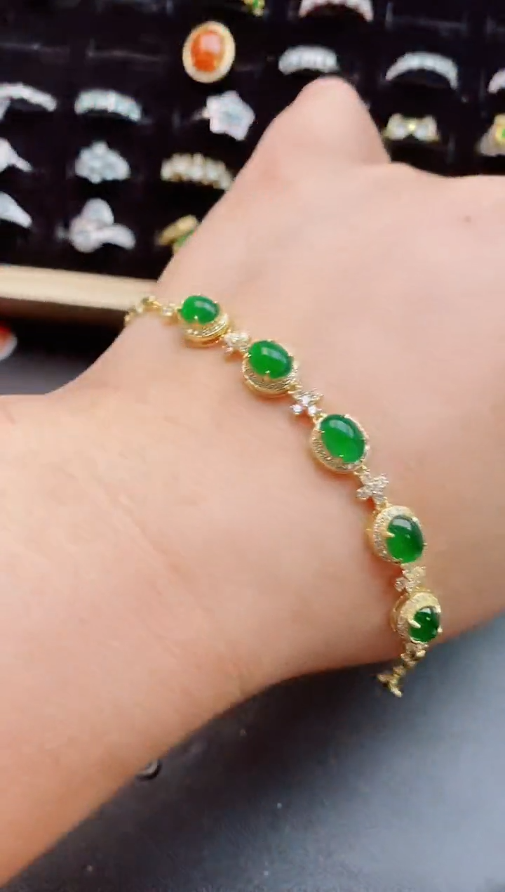 【闪购商品】翡翠手链银S925镶嵌0698600