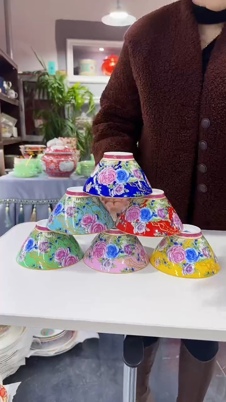 【闪购商品】瓷片 斗笠碗5英寸面碗混色6个