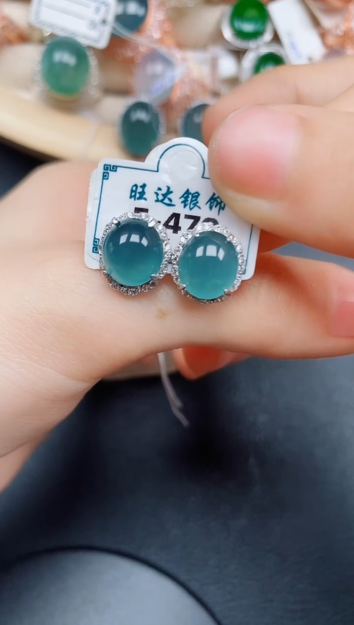 【闪购商品】翡翠耳饰银S925镶嵌翡翠