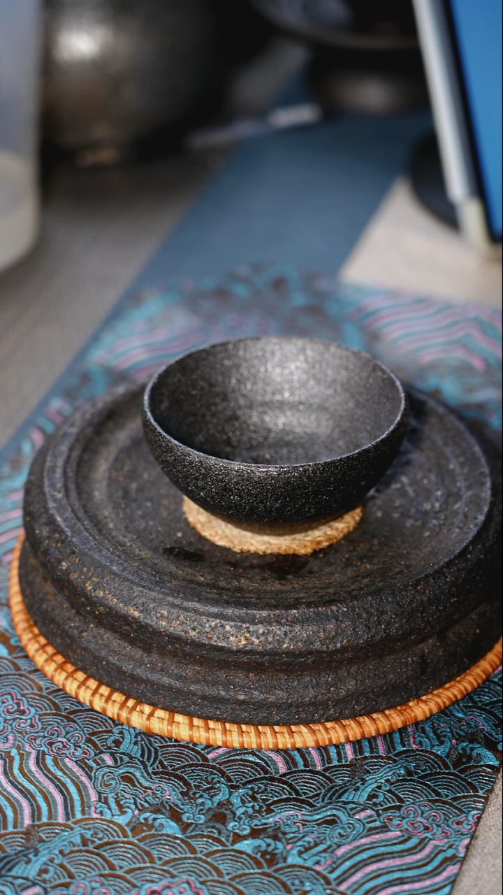 荥经砂器窑变差侘寂风孔雀蓝主人杯120C