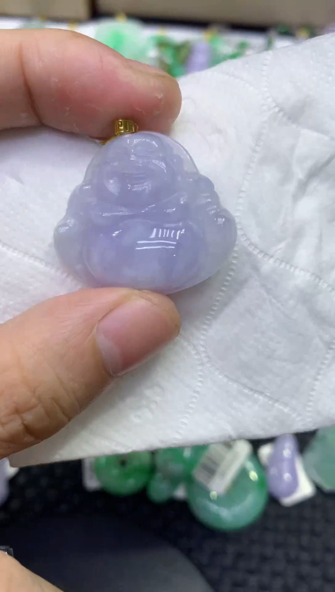 颈饰18K金镶嵌翡翠天然缅甸A货翡翠