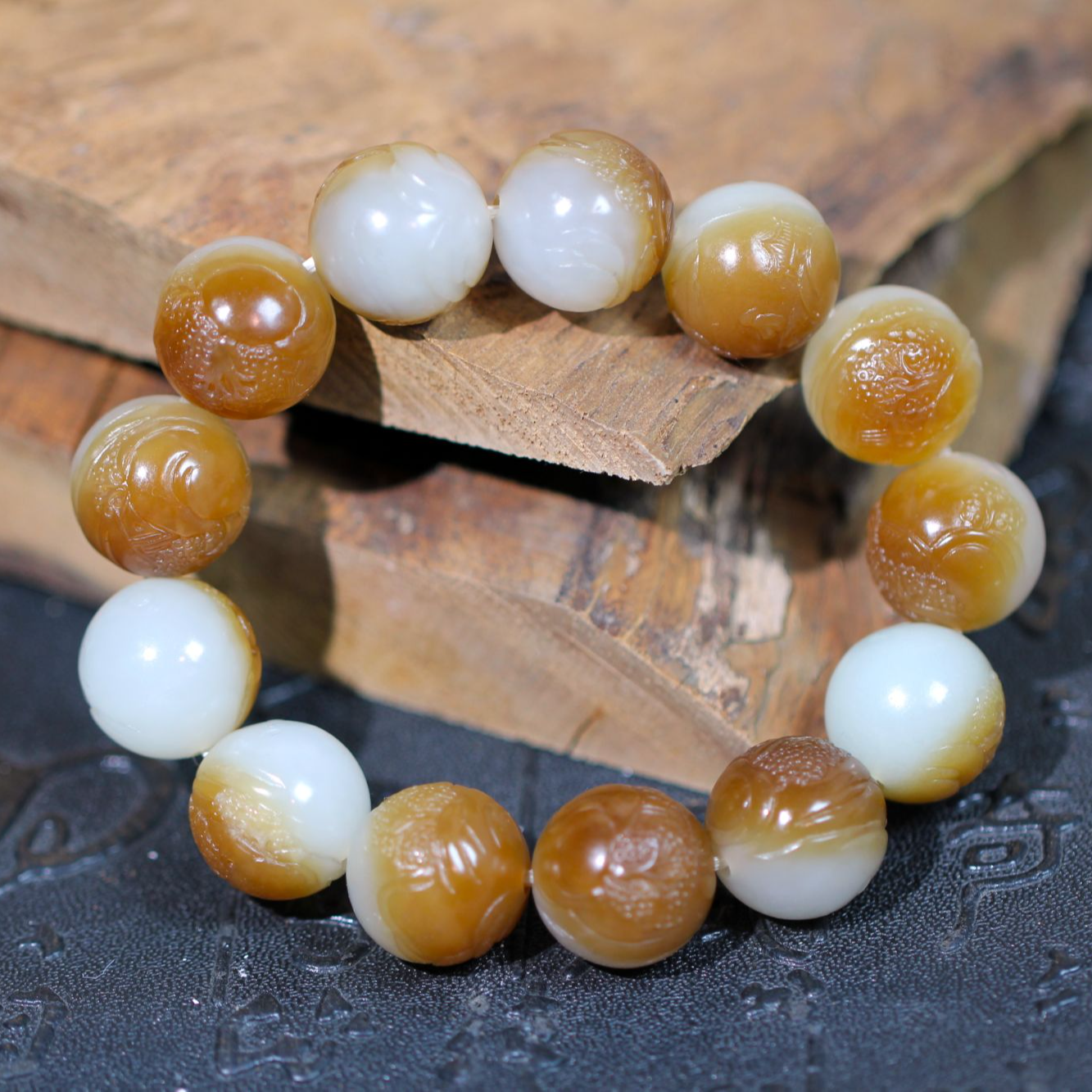 【西部白马】新疆天然和田玉糖白手串14mm