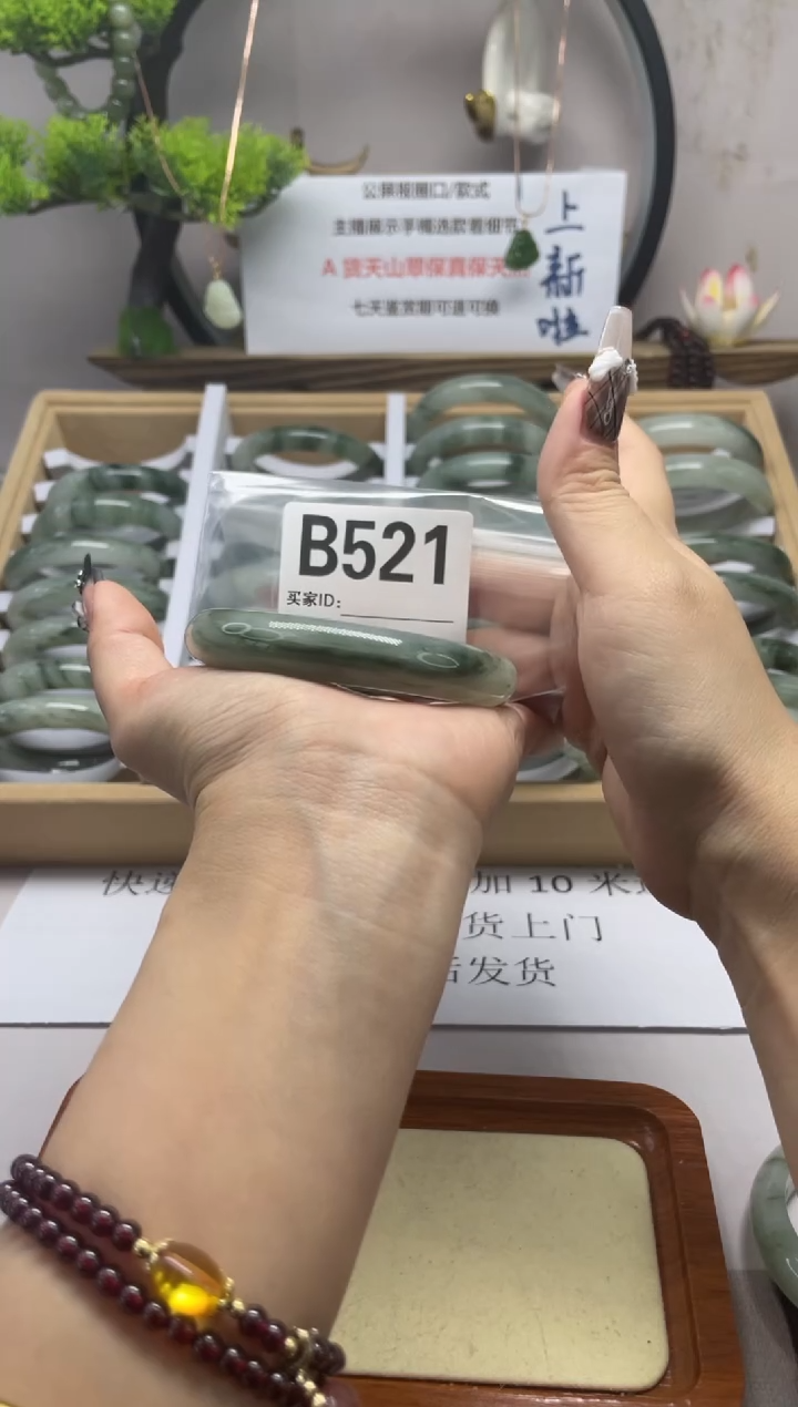 【闪购商品】石英质玉（天山翠）手镯未镶嵌b521