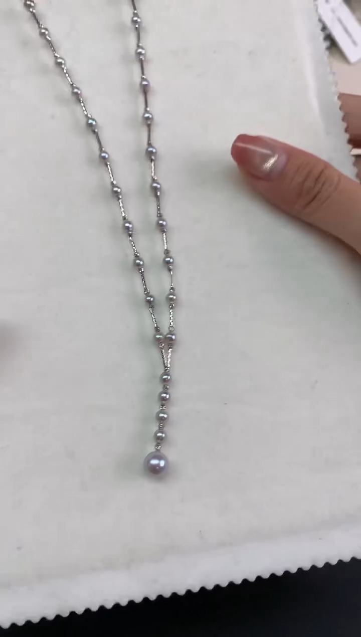 18K金镶嵌海水珍珠珠链珠链A284|2980