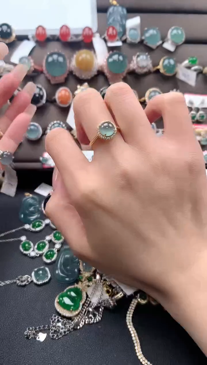 【闪购商品】翡翠戒指银S925镶嵌43243242342