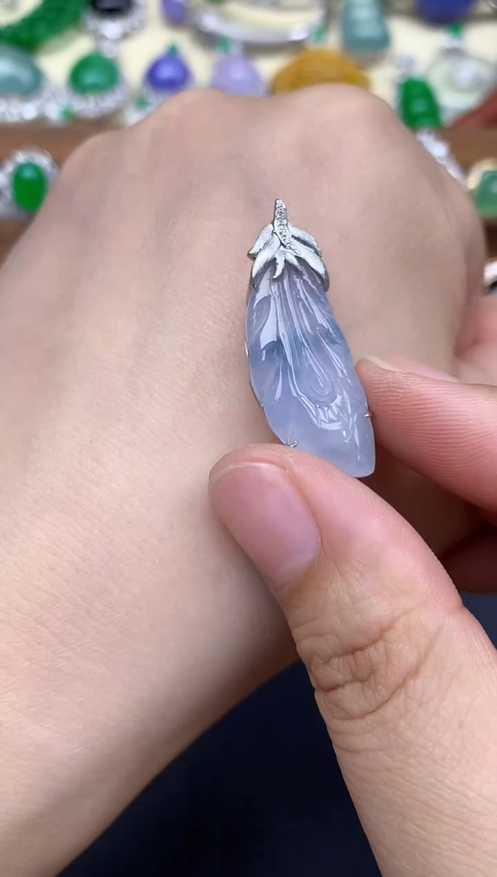 颈饰18K金镶嵌翡翠446-中国好珍宝