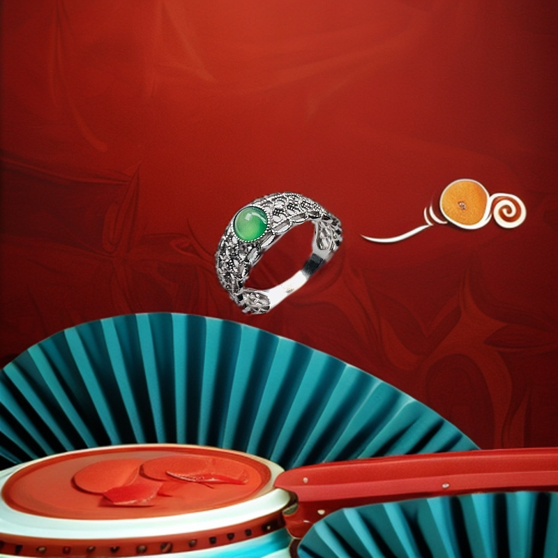 纯天然缅甸a货翡翠戒指气质绿色时尚精致个性