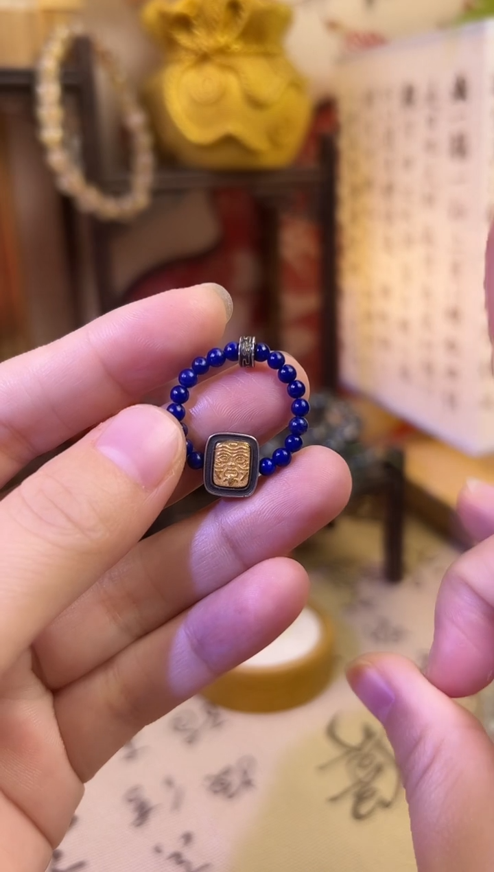 银S925镶嵌青金石戒指青金石扎基拉姆戒指