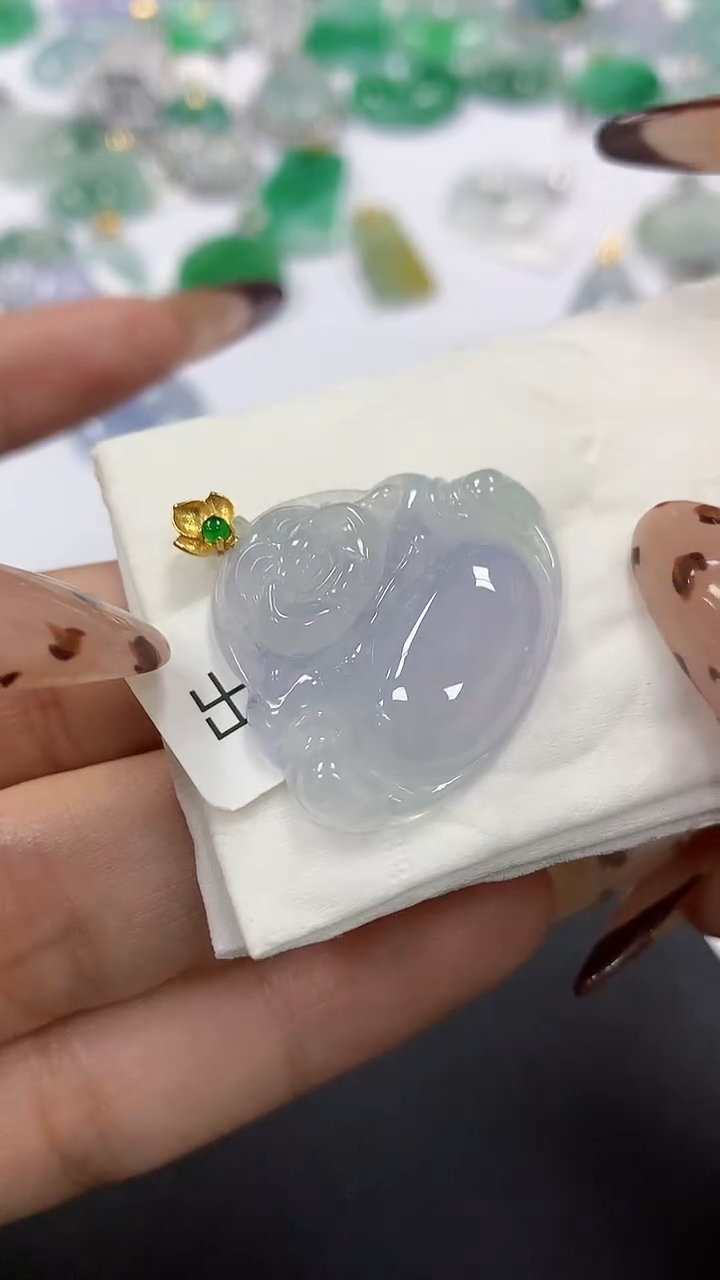 颈饰18K金镶嵌翡翠a货假一赔三支持复检百元上9元证书费自理