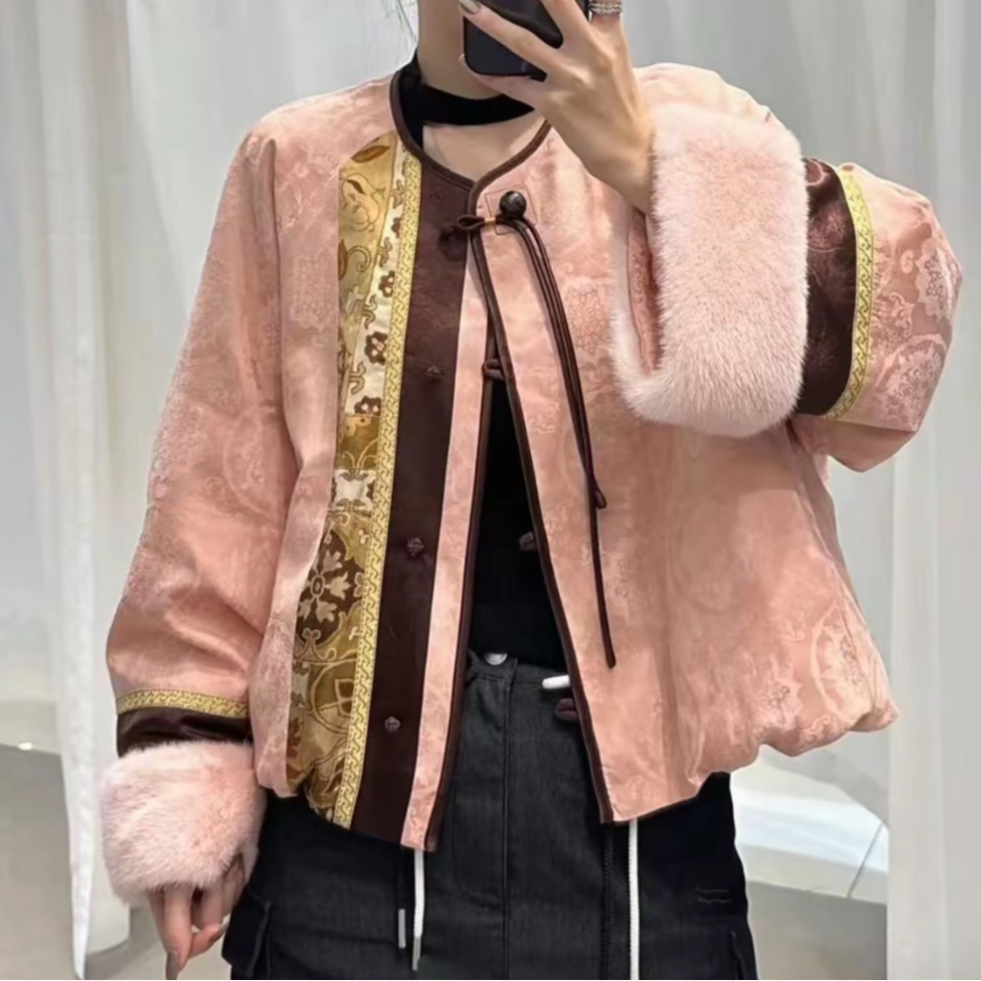 【金棠】新中式国风秋冬新款重工刺绣羽绒外套2025C9037-垚垚玫瑰仓