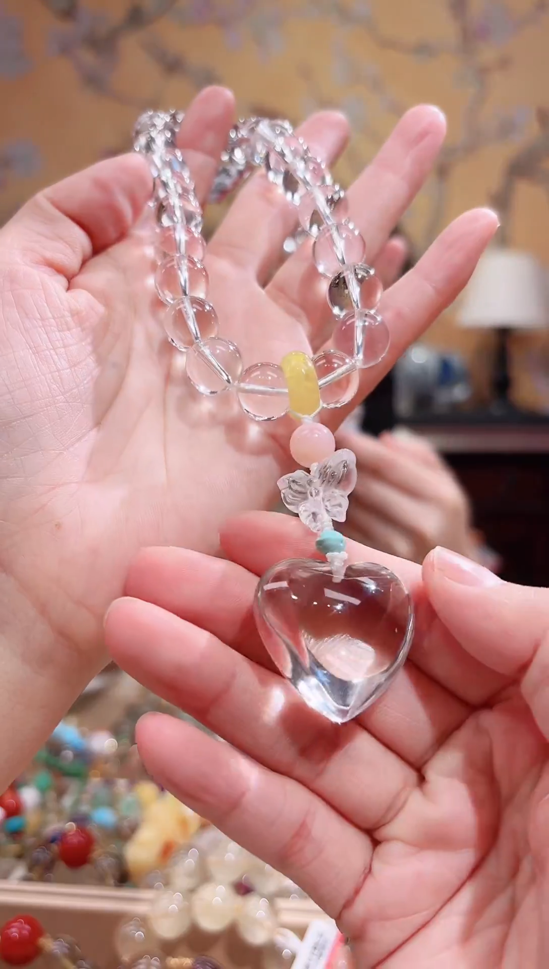 颈饰未镶嵌水晶12+天然水晶手持，车挂，茶空间挂