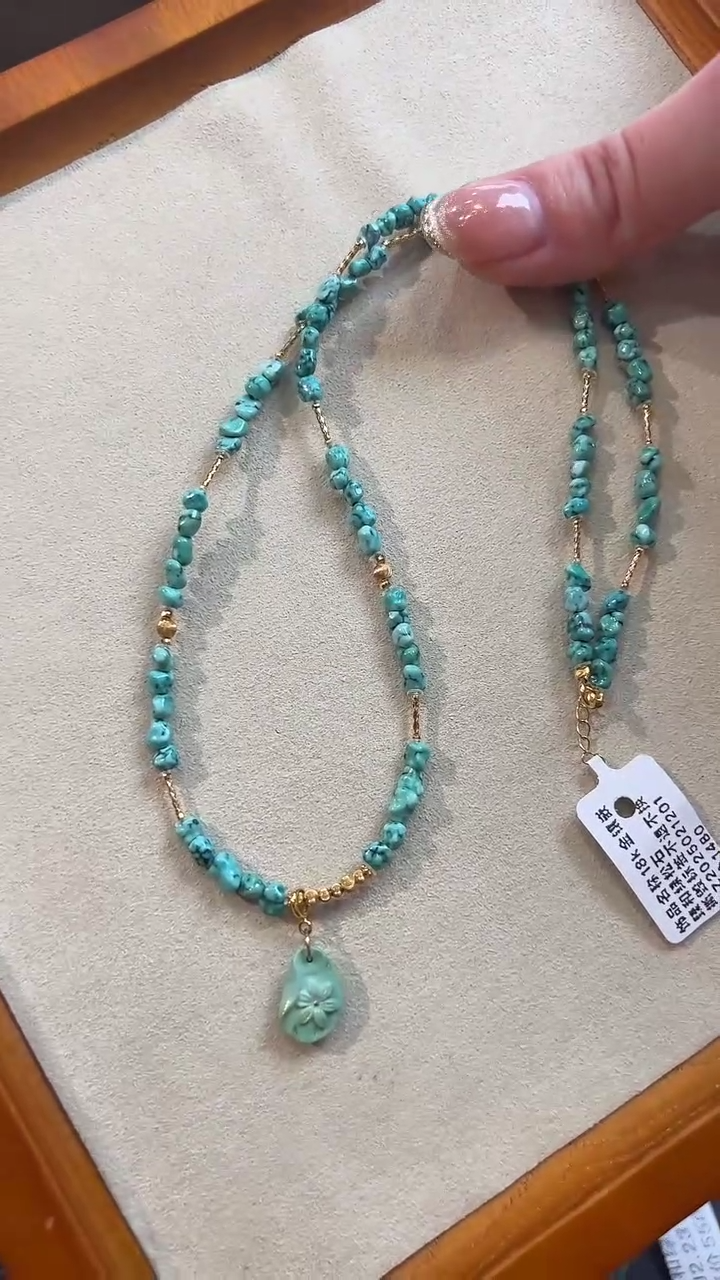 【闪购商品】绿松石颈饰18K金镶嵌绿松石项链