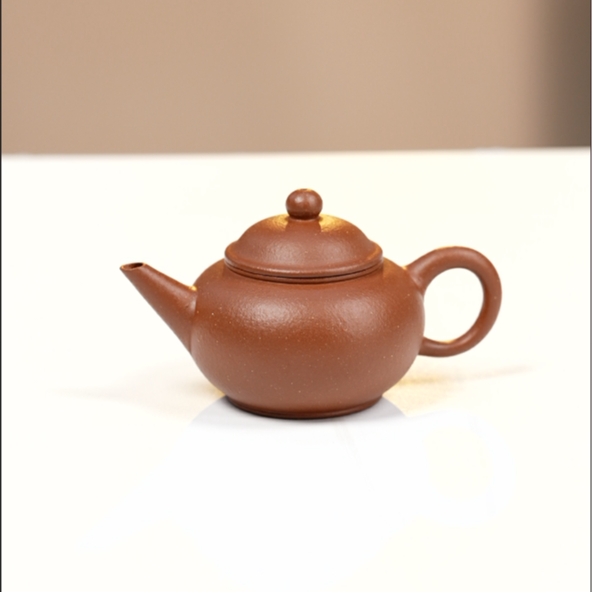 水平壶  粗砂大红泥                             