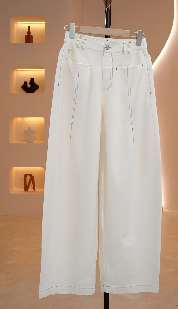 【棉麻】 经典撞色百搭时尚简约显瘦休闲牛仔裤F51S33043