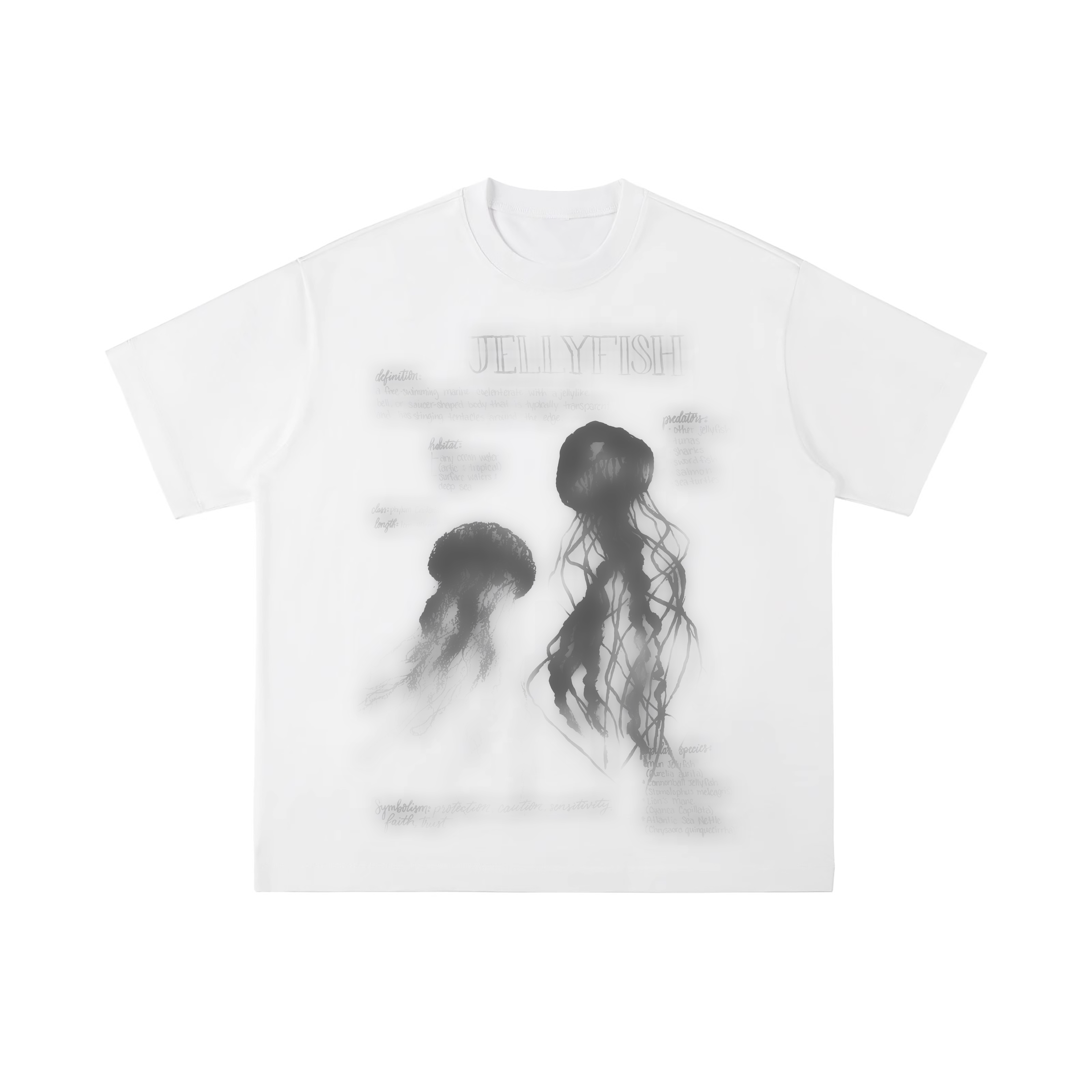 没有名字夏季休闲T恤cs白色宽松印花重磅棉纯棉复古设计师中性