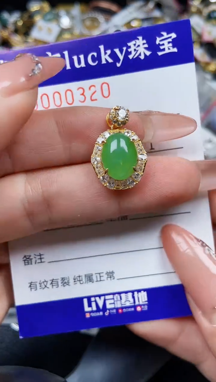 翡翠银S925镶嵌颈饰0320