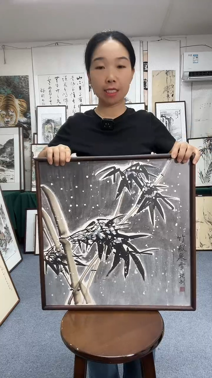 国画52*52实木画框京东包邮手绘