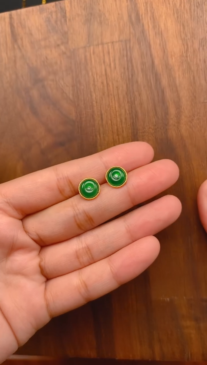 【闪购商品】翡翠耳饰银S925镶嵌平安扣耳饰