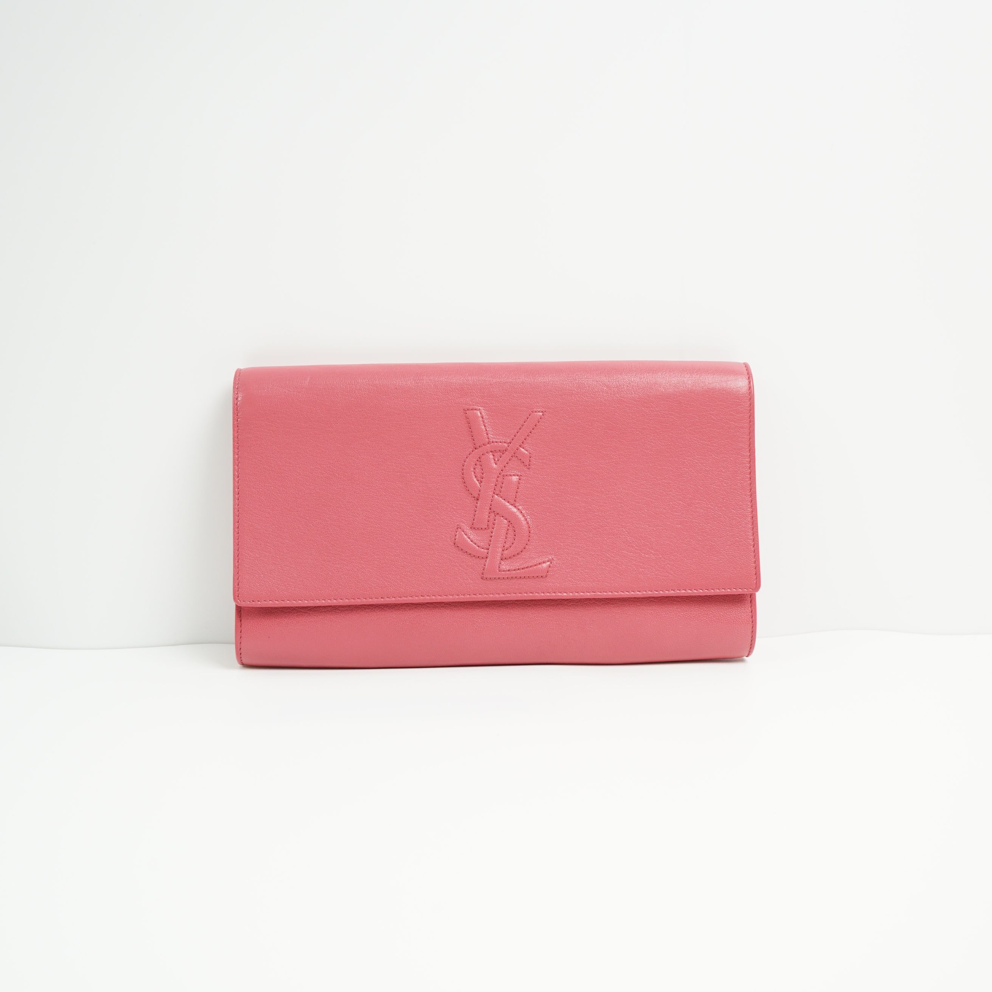 95新 YSL/圣罗兰 手拿包玫粉色/DS009690