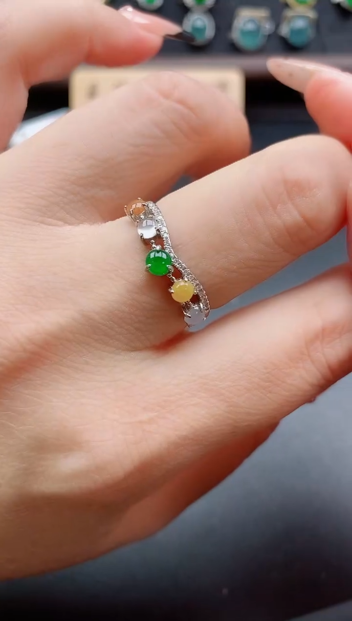 银S925镶嵌戒指翡翠1