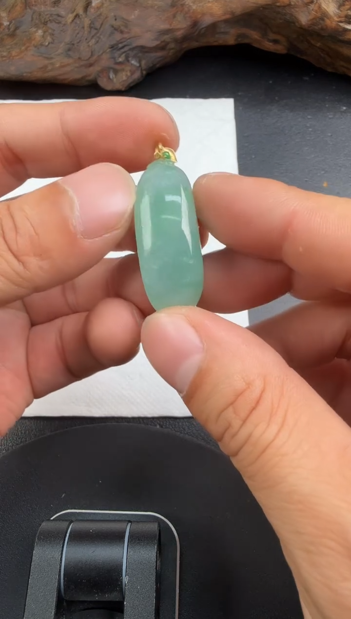 吊坠(不含链)18K金镶嵌翡翠翡翠饰品-87
