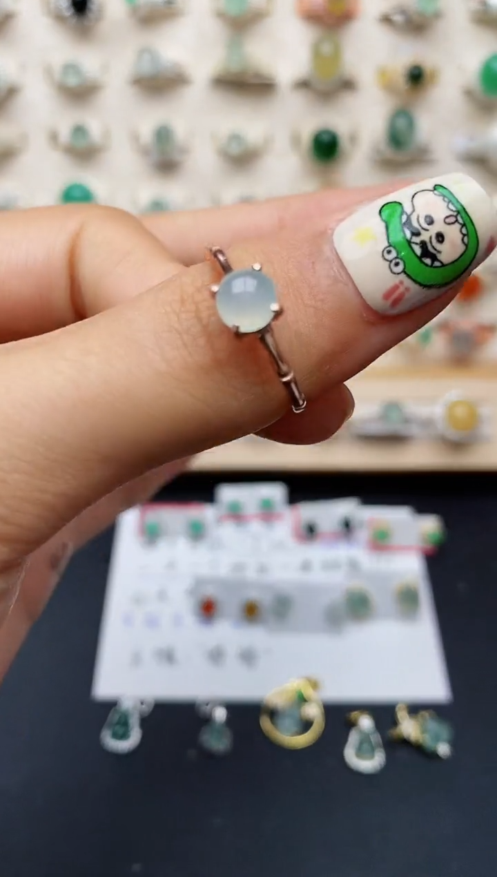 【闪购商品】翡翠戒指银S925镶嵌缅甸翡翠